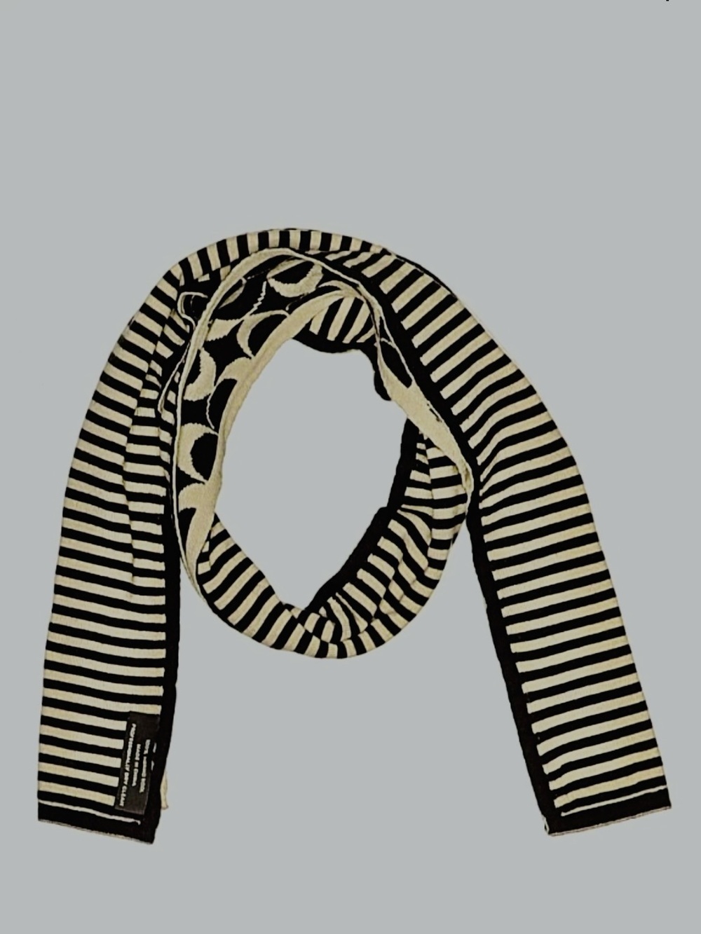 Coach Factory Striped Reversible Black and Cream Scarf. 100% Merino Wool. OS.
